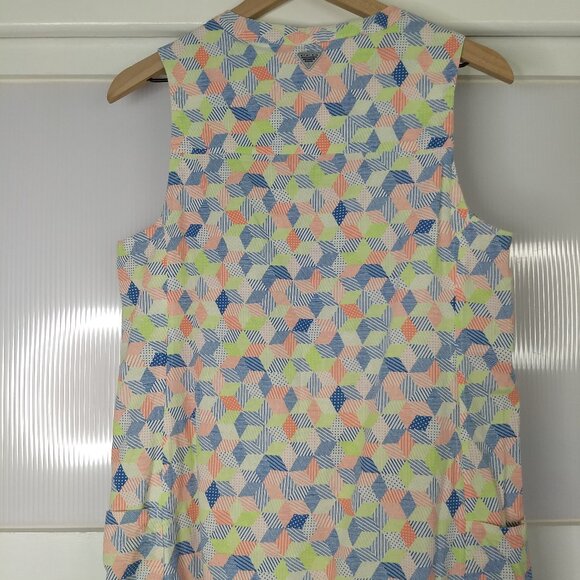 Columbia Geometric Pattern Night Gown Dress PFG Size Small Pockets Side Slit - Picture 9 of 16